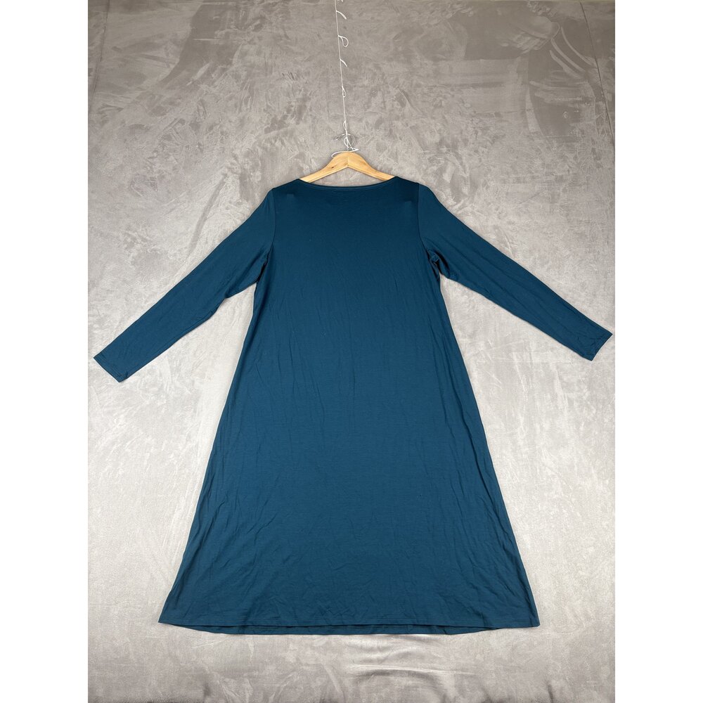 Eileen Fisher Long-Sleeve A-Line Dress Size L Teal - Picture 3 of 10